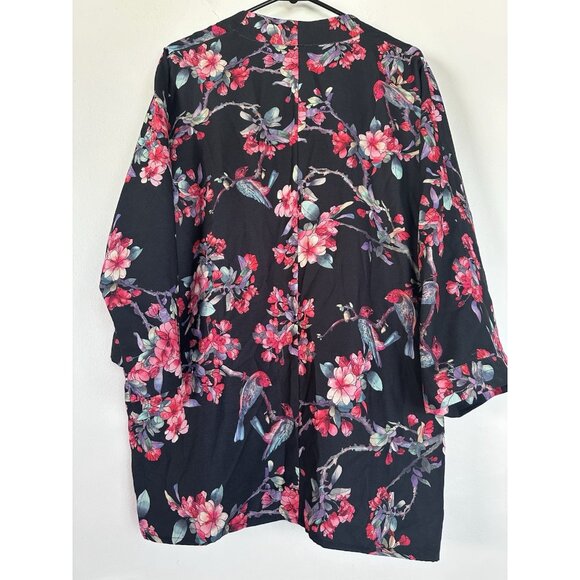 Lindex Kimono Jacket Black Floral Boho - Picture 9 of 9
